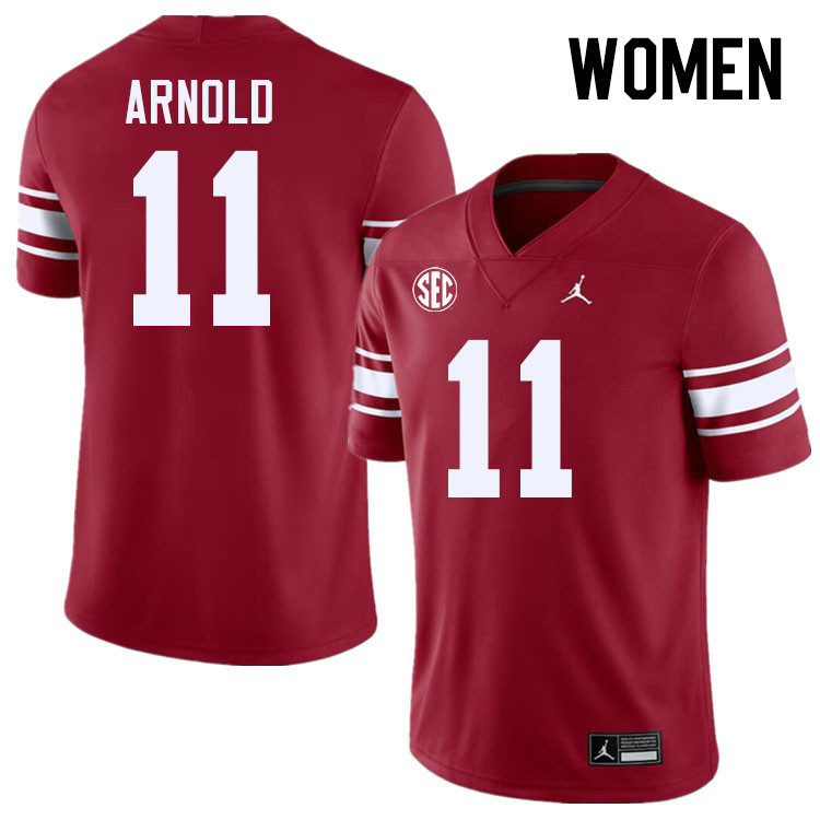 Women #11 Jackson Arnold Oklahoma Sooners 2024 SEC Conference College Football Jerseys-Throwback